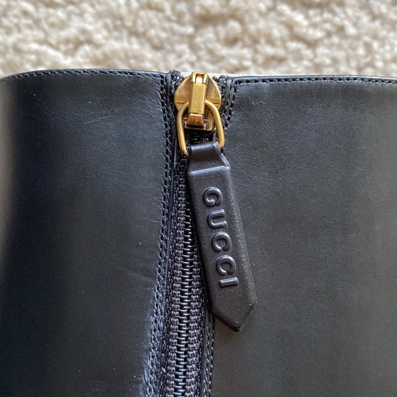 Gucci Black Marmont Leather Elite Calf Knee High Boots Sz 36.5 - Picture 12 of 16